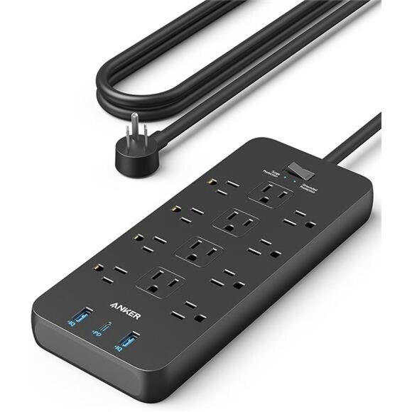 Surge Protector Power Strip (2100J), Anker 12 Outlets with 1 USB C and 2 USB - Picture 7 of 7